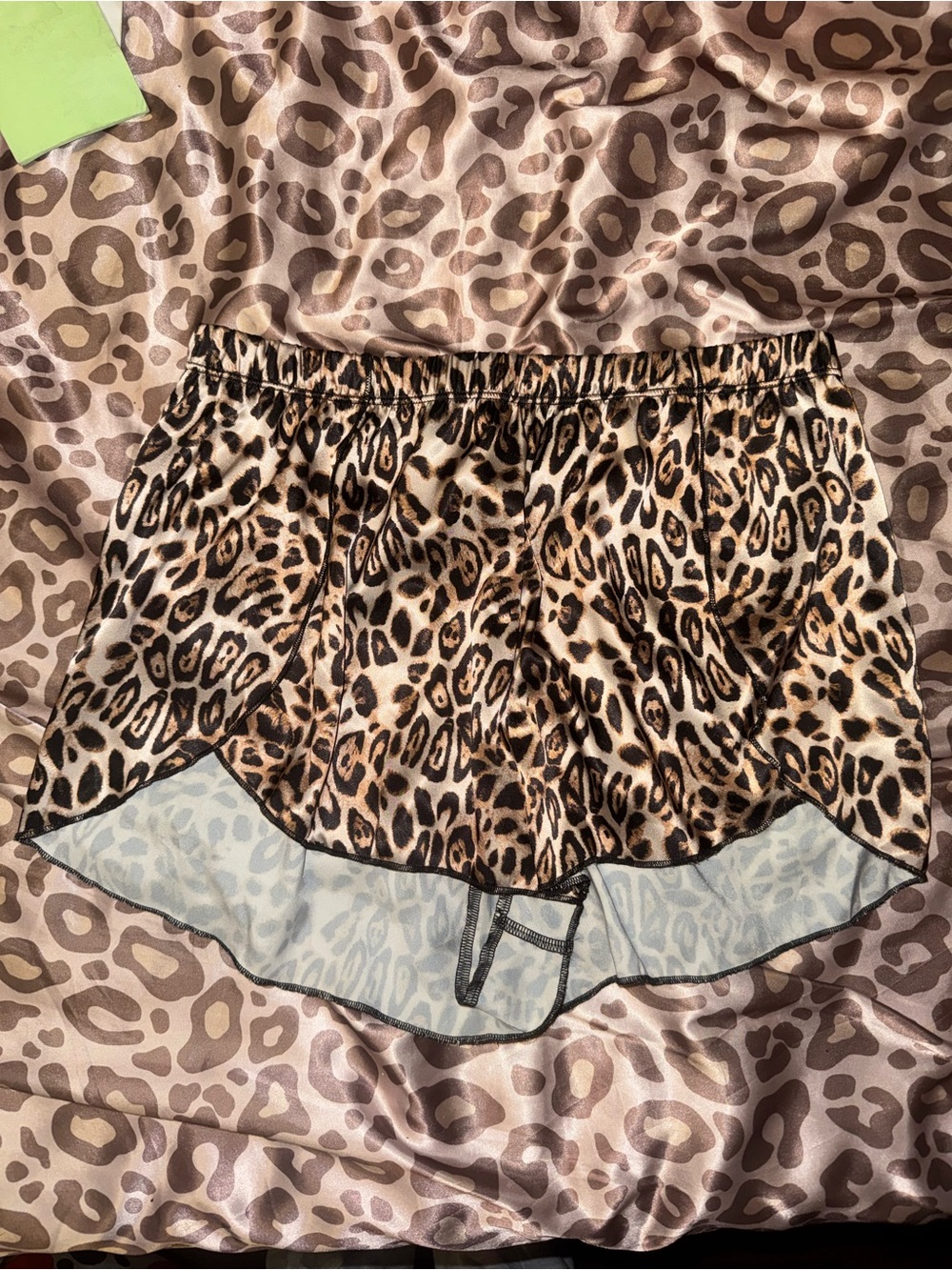 Windsor Satin Leopard-Print Shorts in Brown and Black